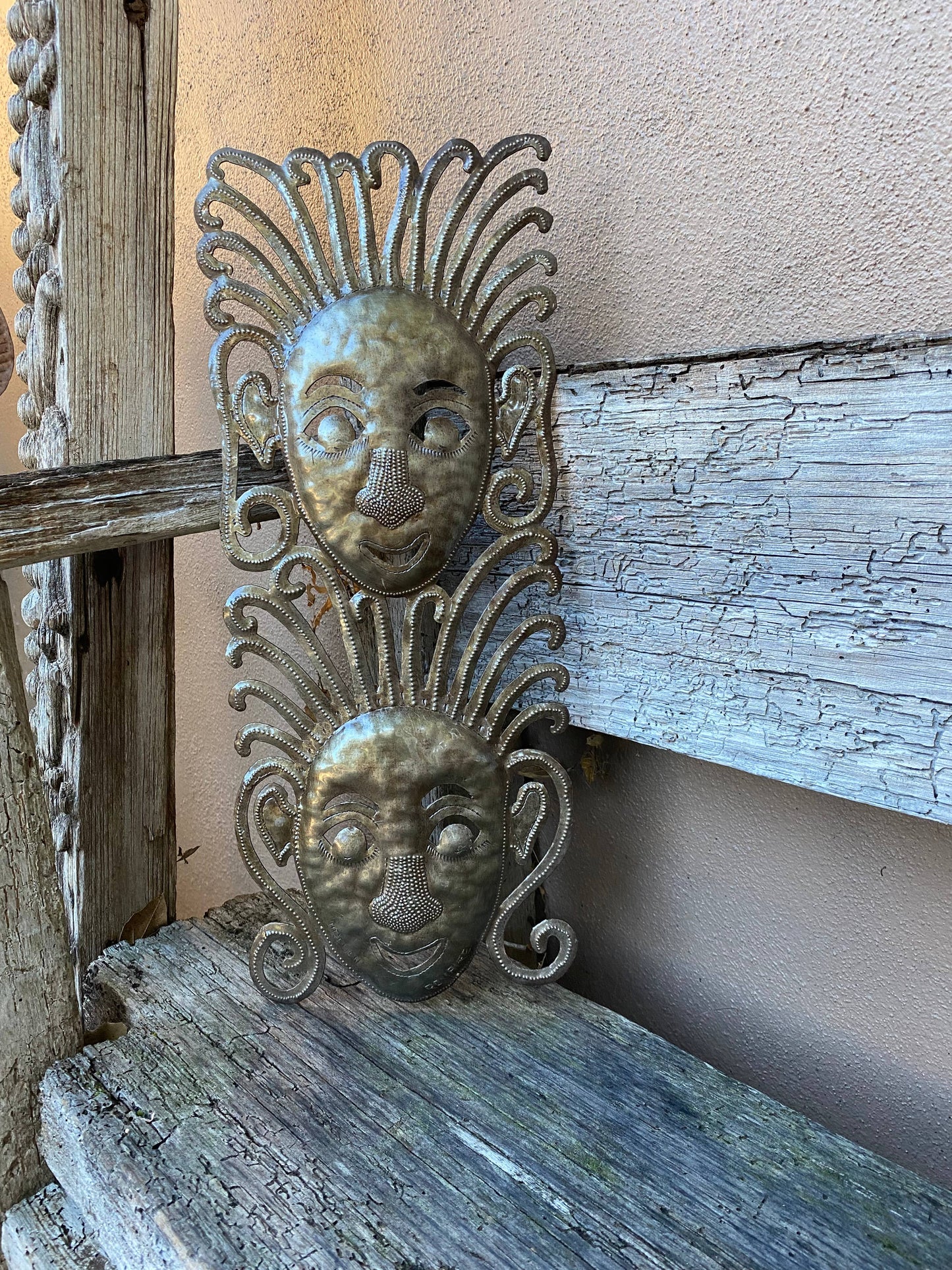 7" x 17.25" Double Trouble, Good Luck, Haitian Metal Art