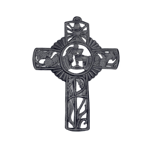 Metal Cross Home Decor, Folkart Religious Cross, Sacred Wall