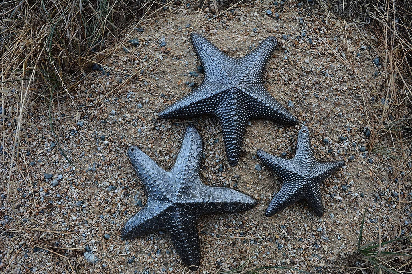 8" Starfish set of 3, Haitian Metal Art, Nautical Decor Soothing Coastal Ambiance