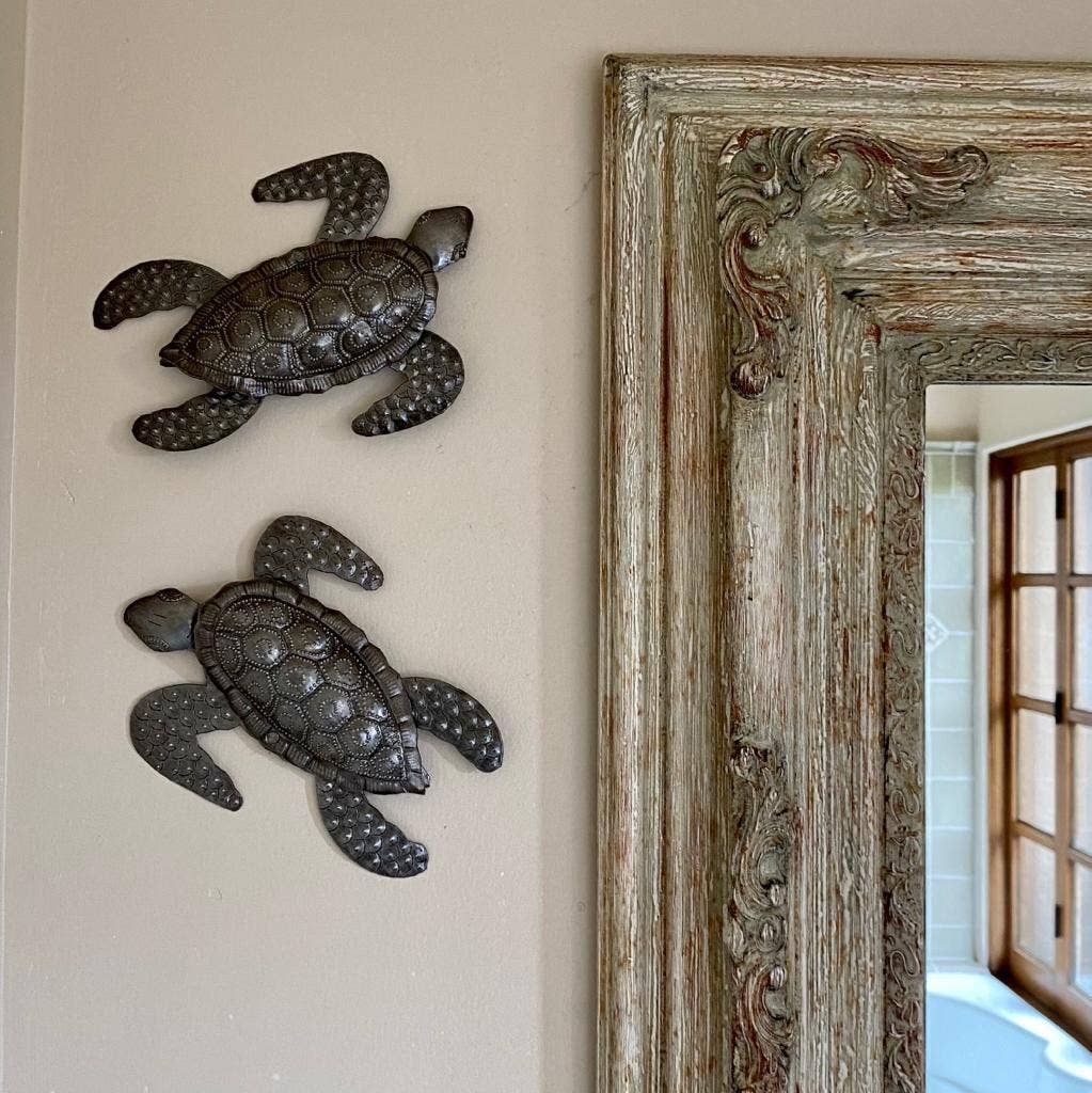 Dimentional Pair of Turtles, Nautical Beach Decor 6"x7.75"x1 Aquatic Animals