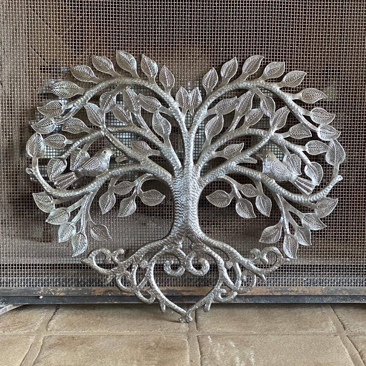 17"x16" Heart Shaped Tree of Life Art, Metal Wall Hanging, Haitian Home Decor