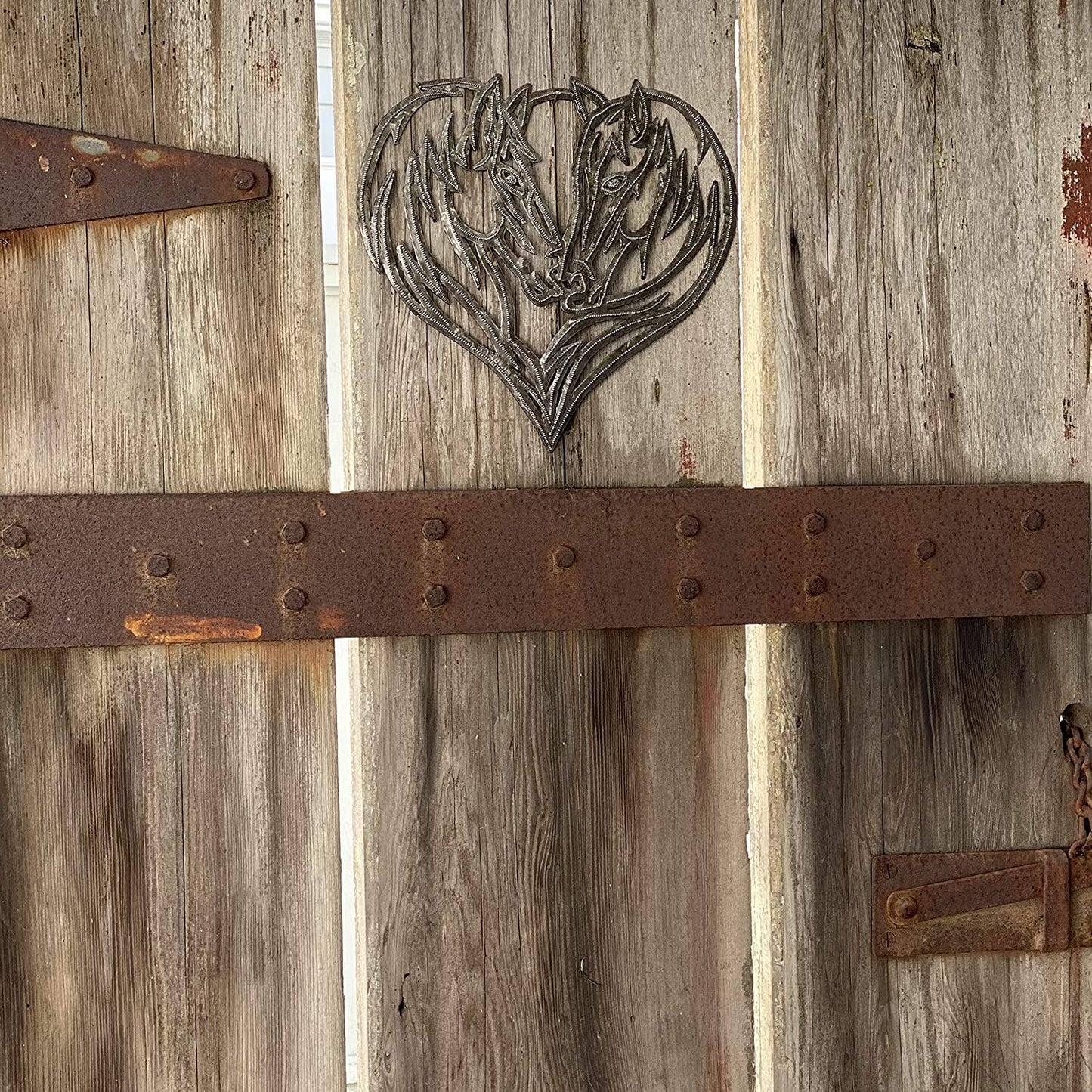 11" x 11.75" Horse Heart, Western Metal Wall Decor, Recycled