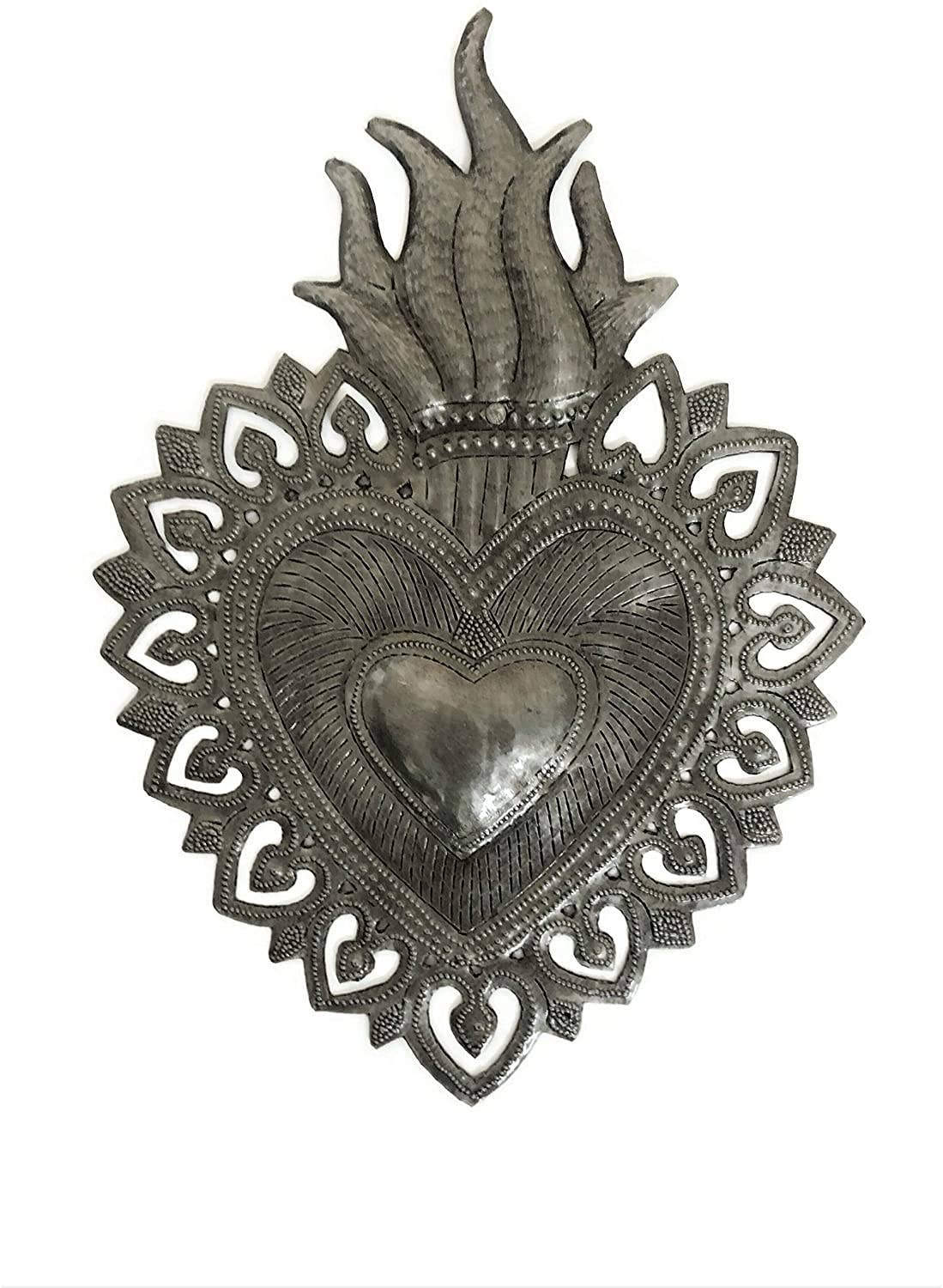 7" x 10.25" Flaming Sacred Heart, Milagro, Flaming Heart