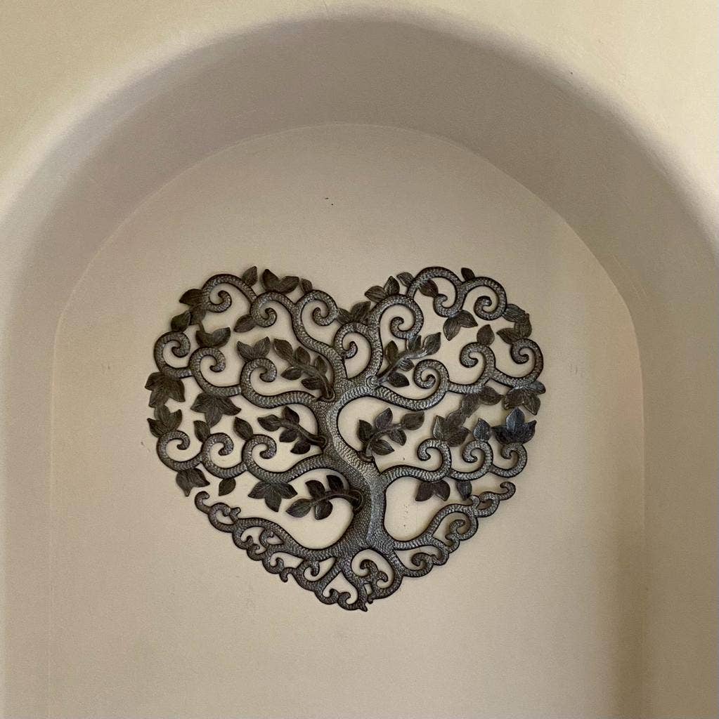 17" Heart Shaped Tree of Life, Handmade Spring Decor, Haiti