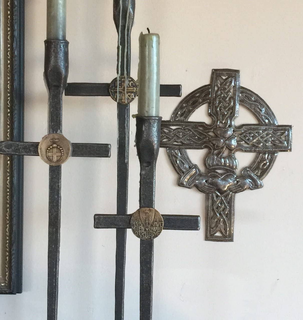 Small Celtic Wall Cross, Haitian Metal Art, Fair Trade 7"x9"