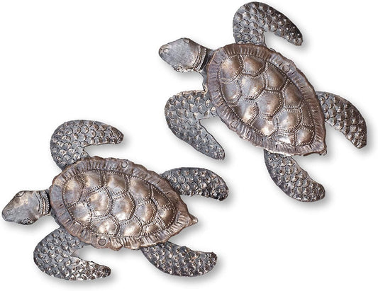 Dimentional Pair of Turtles, Nautical Beach Decor 6"x7.75"x1 Aquatic Animals