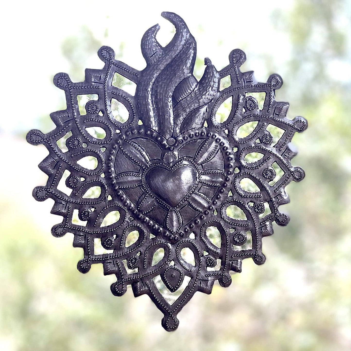 Sacred Heart, Haitian Metal Art, Fair Trade 7" x 8"