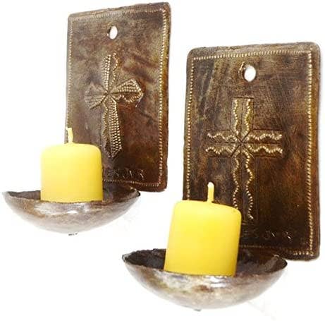 Wall Candle Cross Holder, Decorative Religious 4"x6"x3"