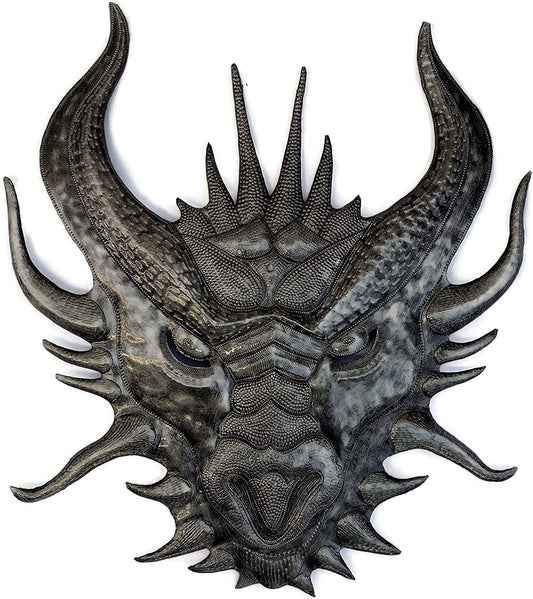 Chinese Dragon Head, Metal Art Wall Sculpture