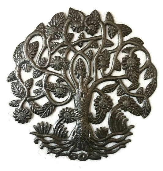 15" Tree of Life, Garden Metal Wall Art, Spring Recycled