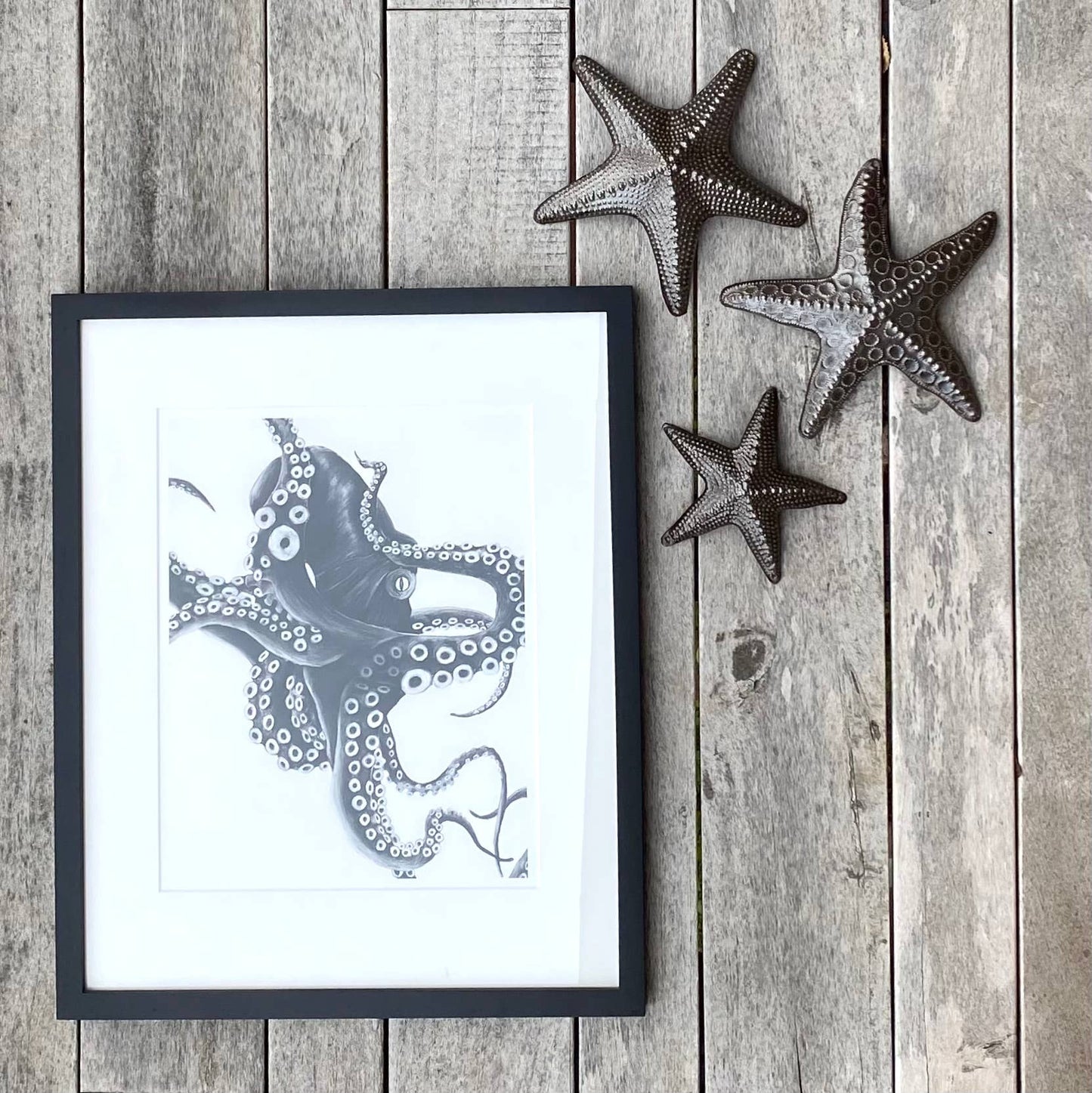 8" Starfish set of 3, Haitian Metal Art, Nautical Decor Soothing Coastal Ambiance