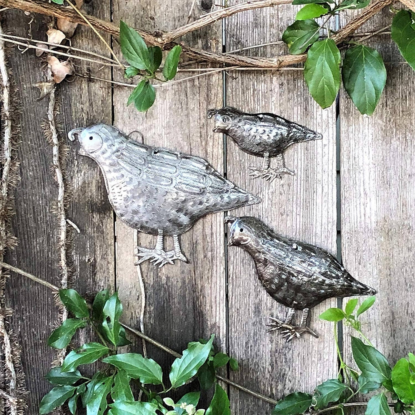 Quail, Covey, Handmade in Haiti Wall Decor Lg Quail 10" x 7" Garden Patio Birds