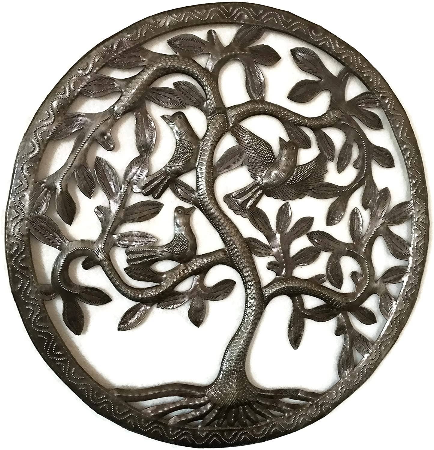 17" Tree of Life, Haitian Metal Art, Fair Trade Recycled, Home Decor, Indoor Outdoor, Living Room, Office, Kitchen, Garden