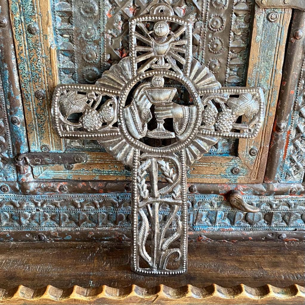 Metal Cross Home Decor, Folkart Religious Cross, Sacred Wall