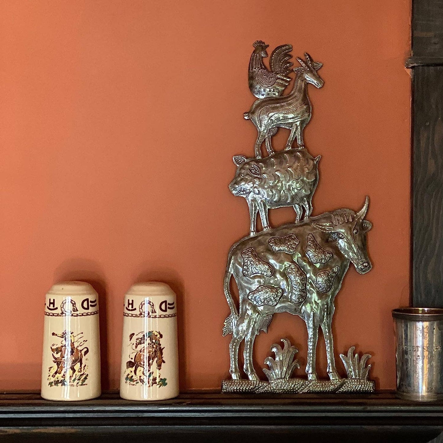 Bremen Stacked Animals, Fair Trade Recycled Oil Barrels Art