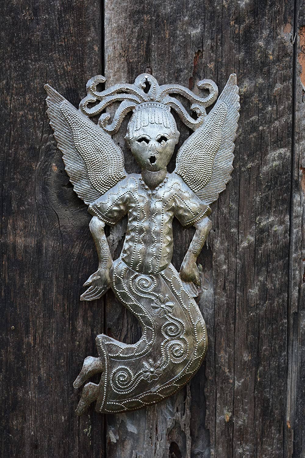 Angel with Attitude, Recycled Steel Barrels 6" x 10"