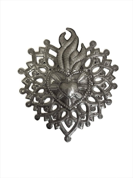 Sacred Heart, Haitian Metal Art, Fair Trade 7" x 8"