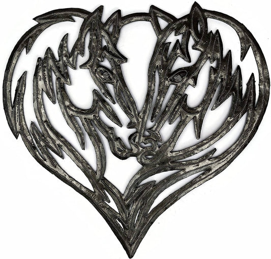 11" x 11.75" Horse Heart, Western Metal Wall Decor, Recycled