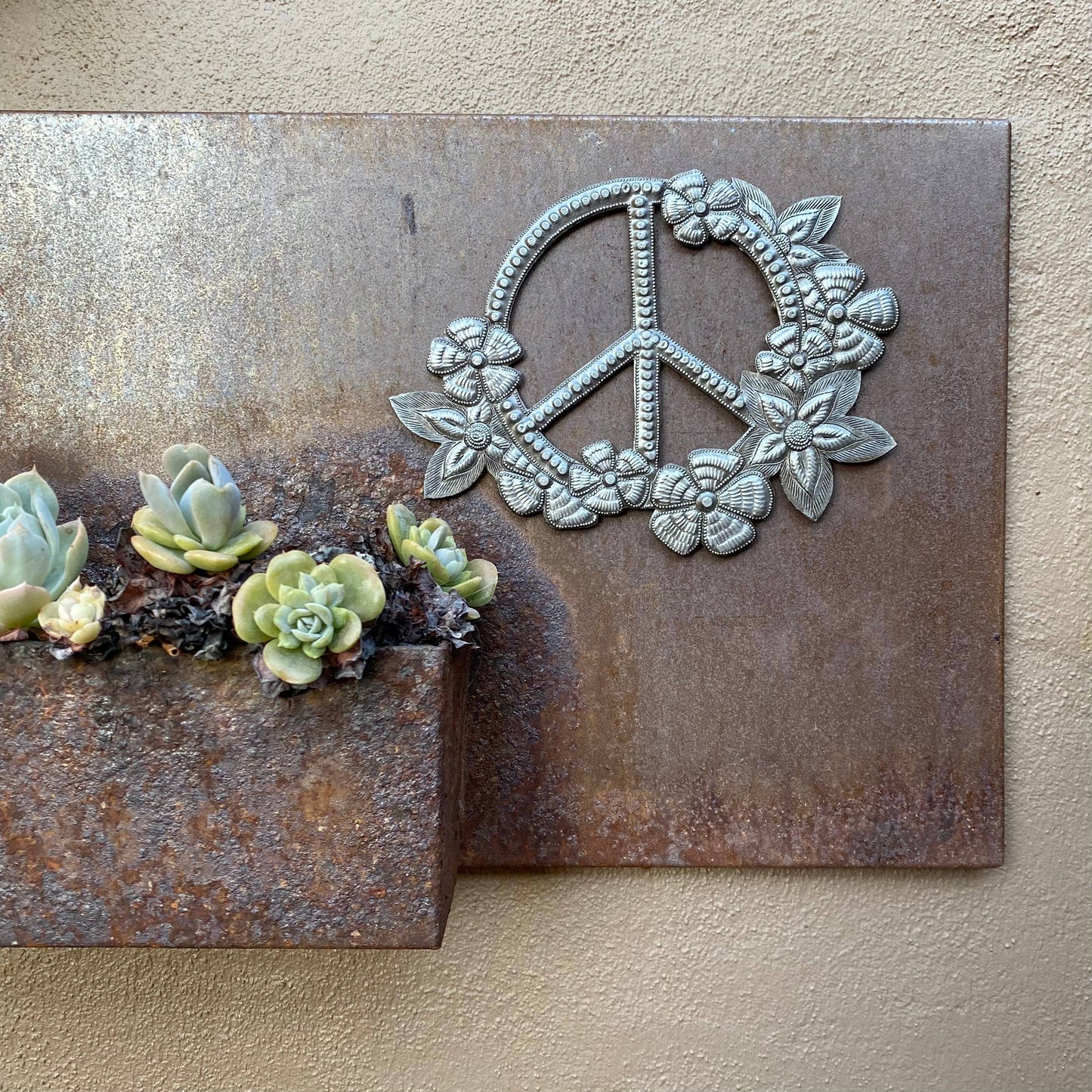 Peace and Flowers, Haiti Fair Trade, Metal Wall Art