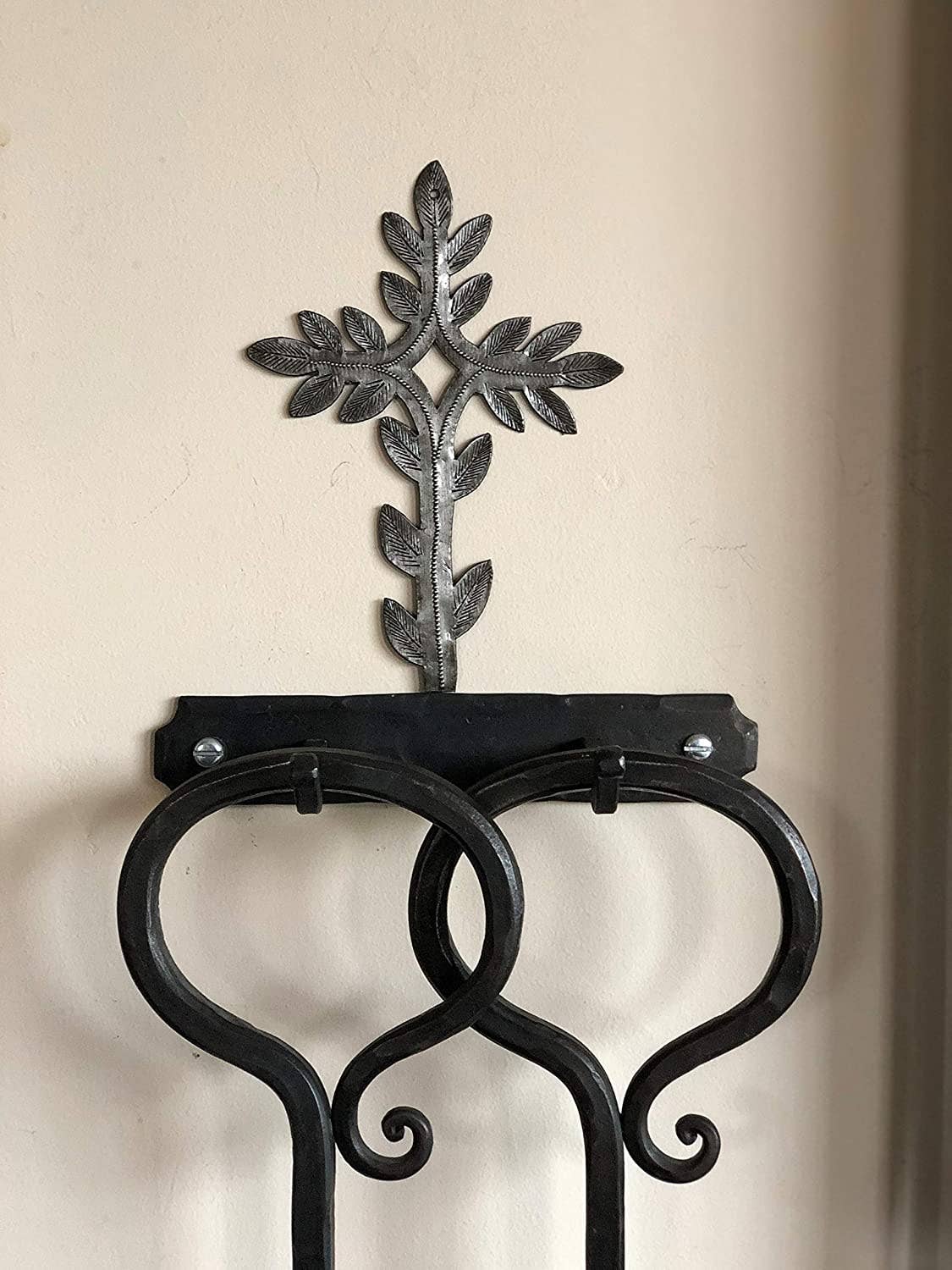 5" X 7.5" Metal Cross with Leaf Design, Cross Collector