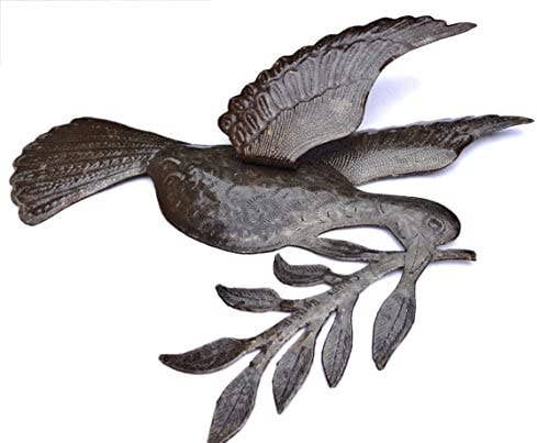 Dove of Peace, Haitian Metal Wall Art, Fair Trade 17" x 17" Indoor Outdoor Garden Decor Haitian