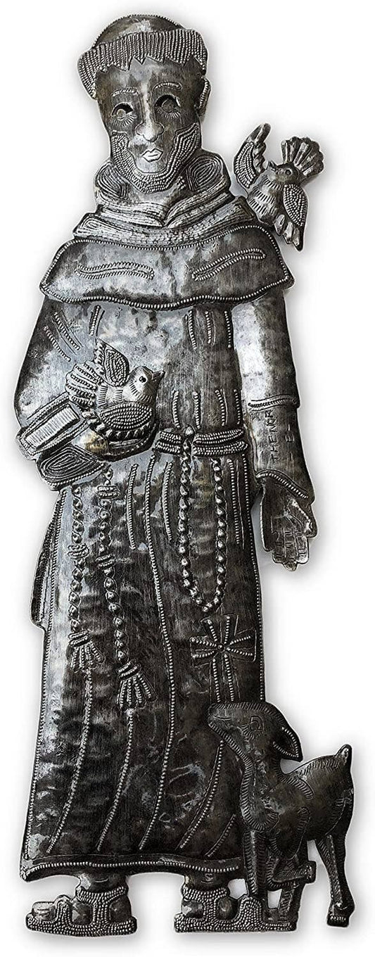 Saint Francis, Handmade Metal Art Fairtrade Haiti 7" x 17.5"