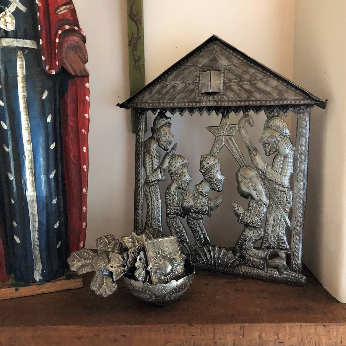 Nativity, Holy Family, Haitian Recycled Metal Art 12"x14"