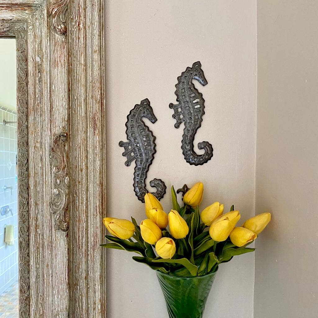 Seahorse Family, 13"x5" Set of 3, Metal Wall Decor, Nautical, Sea Life Unique Artwork