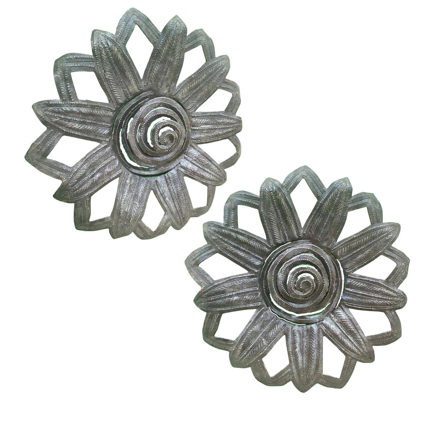 Single Haitian Metal Spiral Flower, Garden Decor 10"