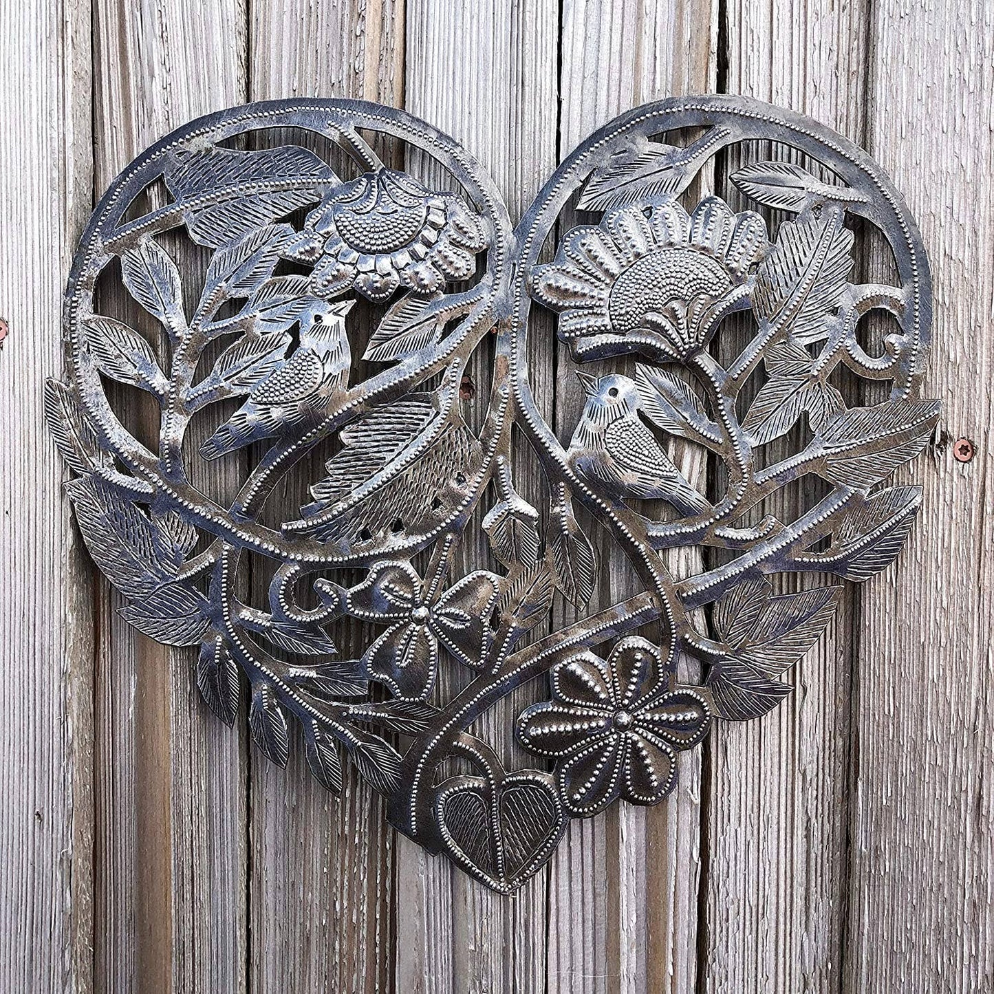 Heart with Birds, Handmade Haiti, Fair-trade 11" x 10"