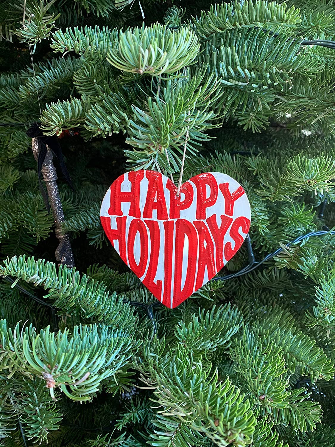 Ornament, Decor Collection, Happy Holidays Heart 4.25x4.5"