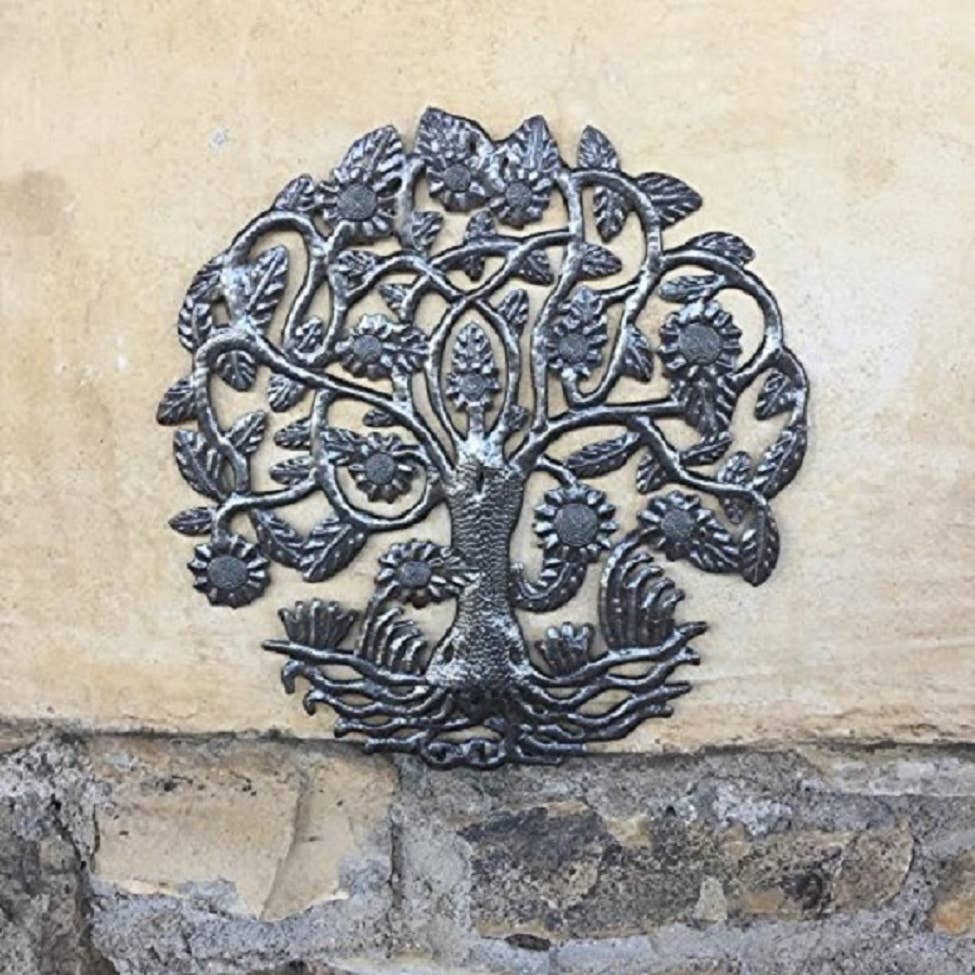 15" Tree of Life, Garden Metal Wall Art, Spring Recycled