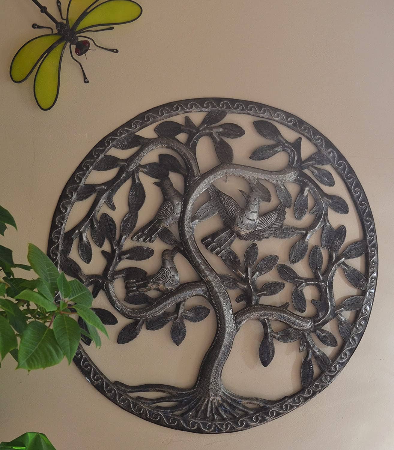 17" Tree of Life, Haitian Metal Art, Fair Trade Recycled, Home Decor, Indoor Outdoor, Living Room, Office, Kitchen, Garden