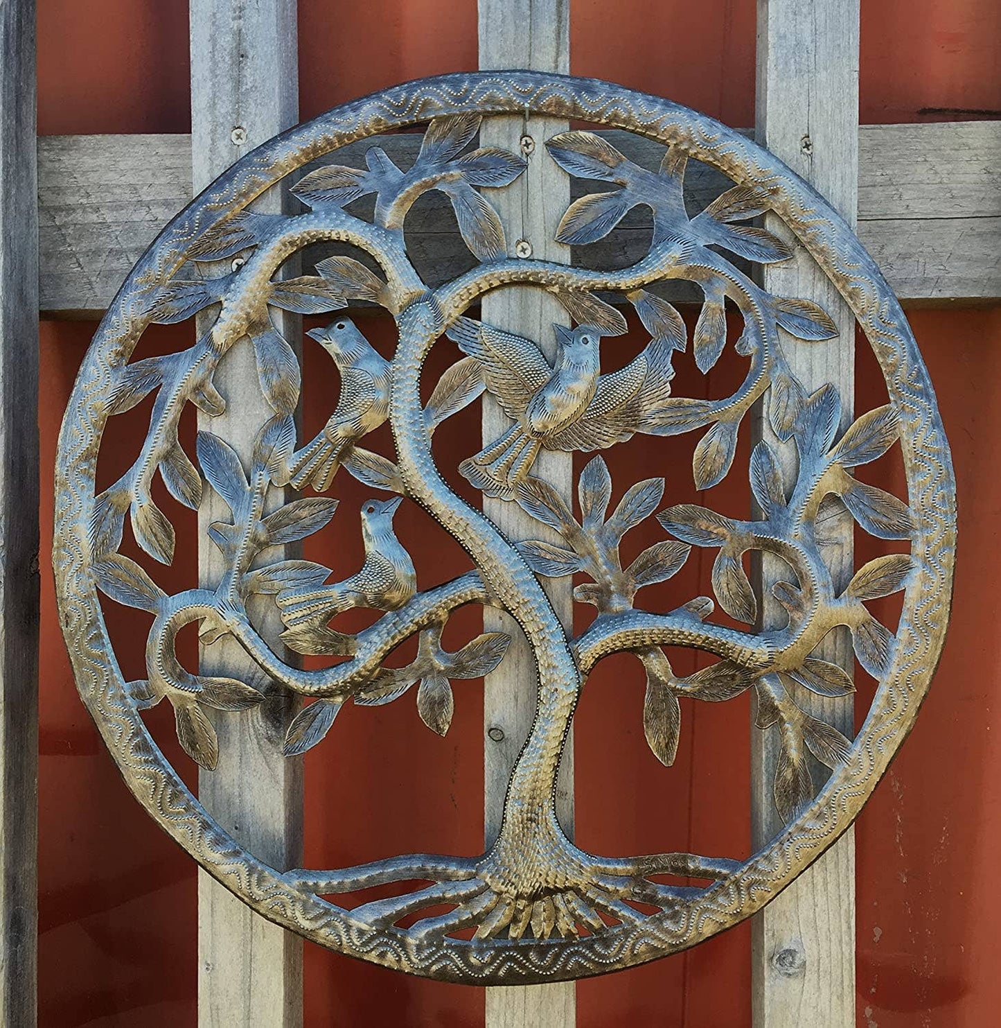 17" Tree of Life, Haitian Metal Art, Fair Trade Recycled, Home Decor, Indoor Outdoor, Living Room, Office, Kitchen, Garden