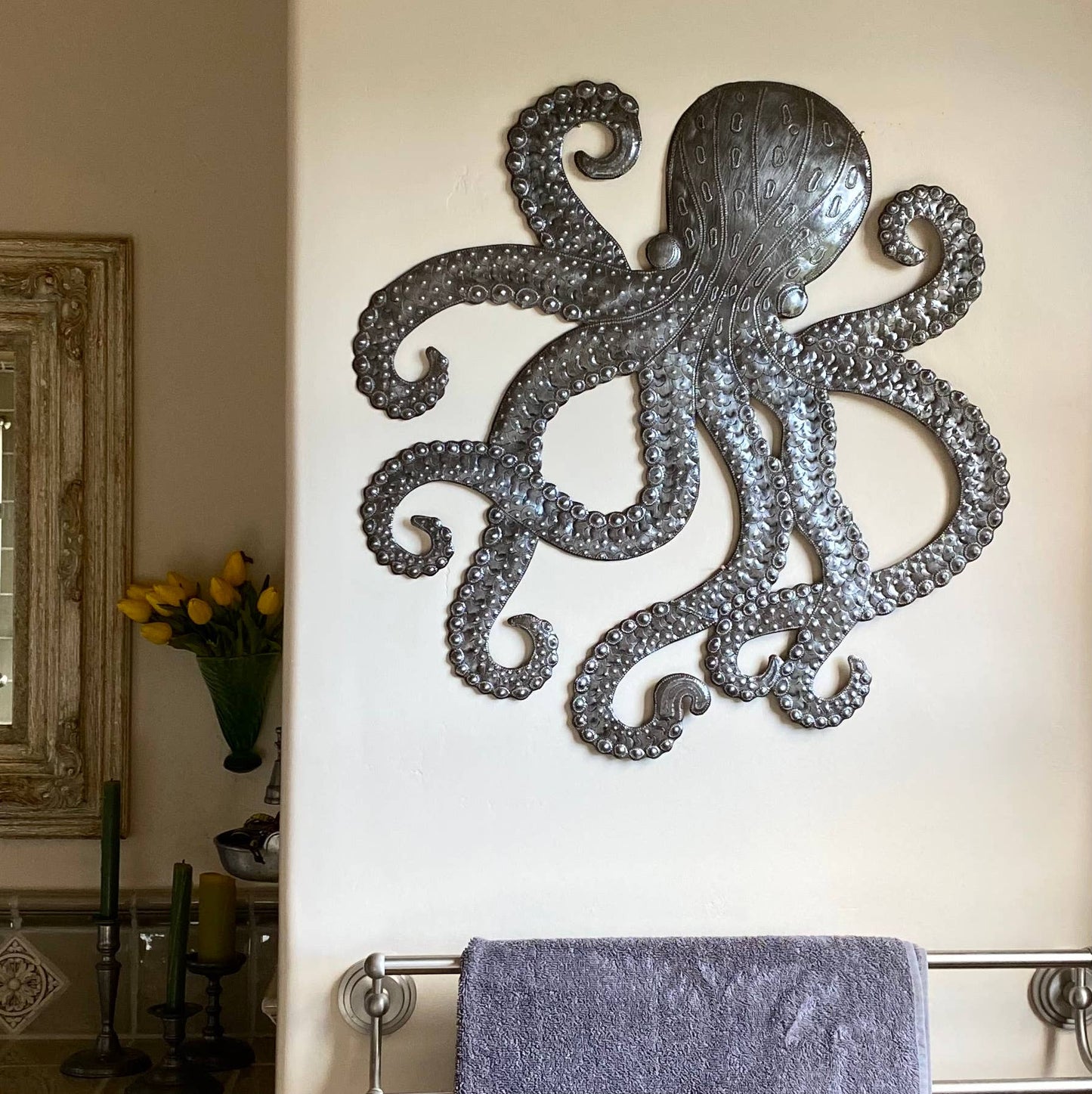 Handcrafted Octopus Sea Wall Hanging Art, Nautical Theme 23" Indoor Outdoor