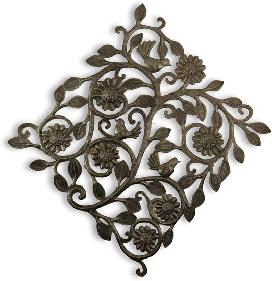 Branches, Flowers, and Birds Wall Decor 14.5" x 14.5"