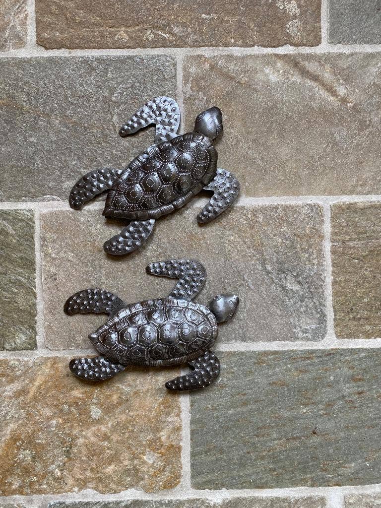 Dimentional Pair of Turtles, Nautical Beach Decor 6"x7.75"x1 Aquatic Animals