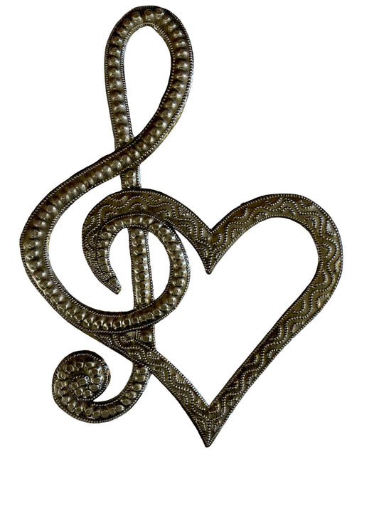 Heart Metal Music Wall Art, Fair Trade Haiti, Handmade