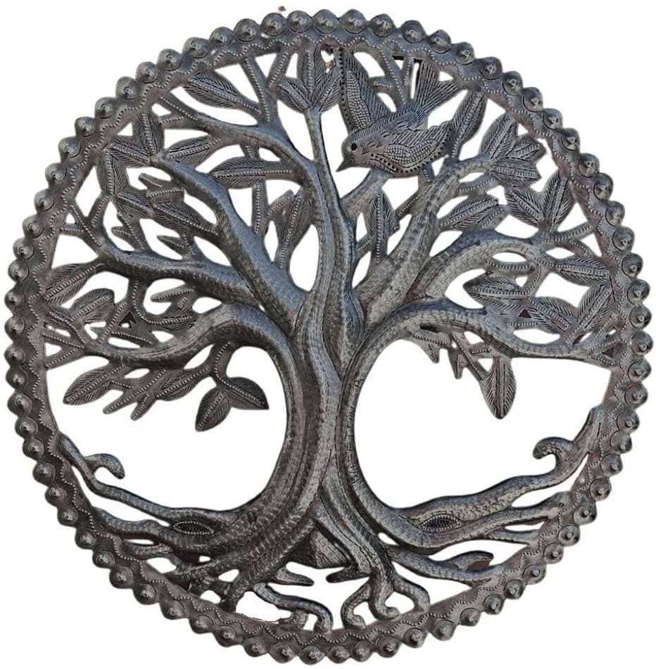 11.5" Tree of Life, Metal Wall Art, Fair Trade Recycled Home Decor Indoor Outdoor Plaques