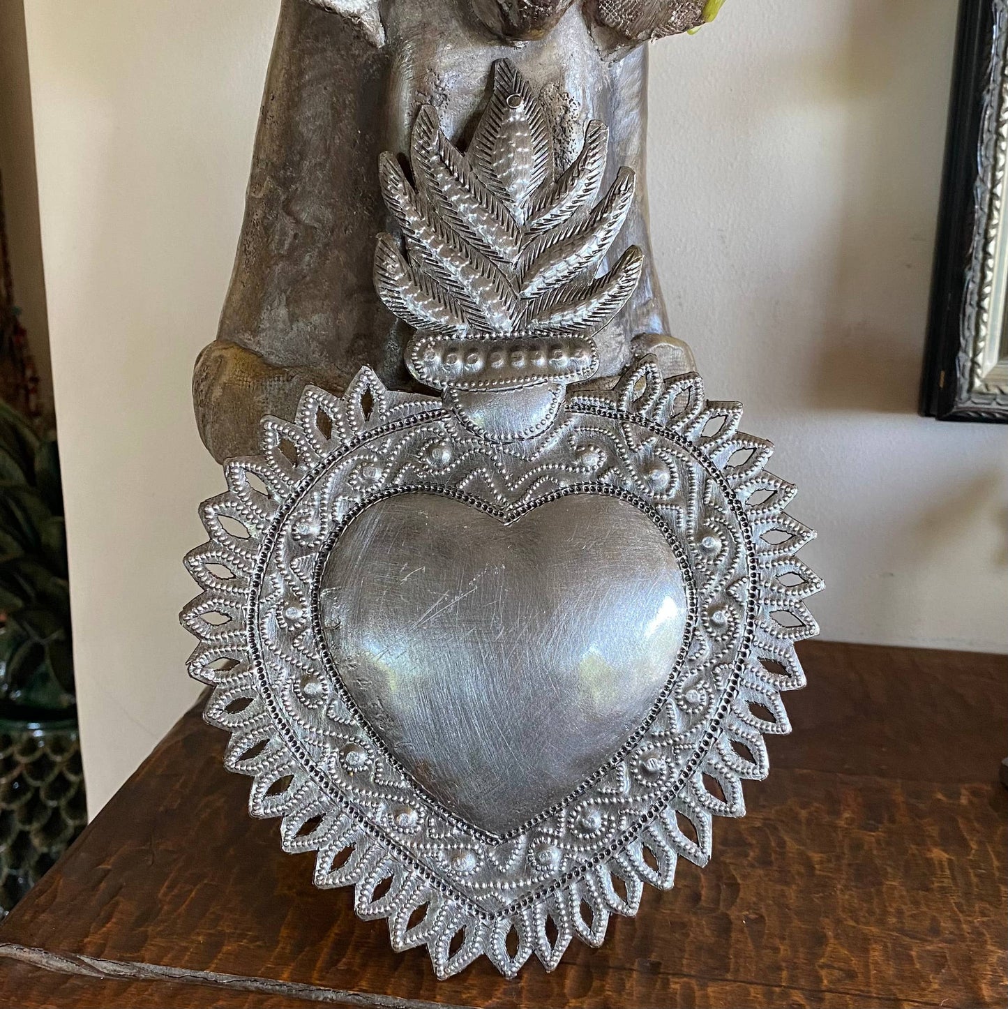 Sacred Heart, Haiti Flaming Heart, Religious Folk Art 7"x10'