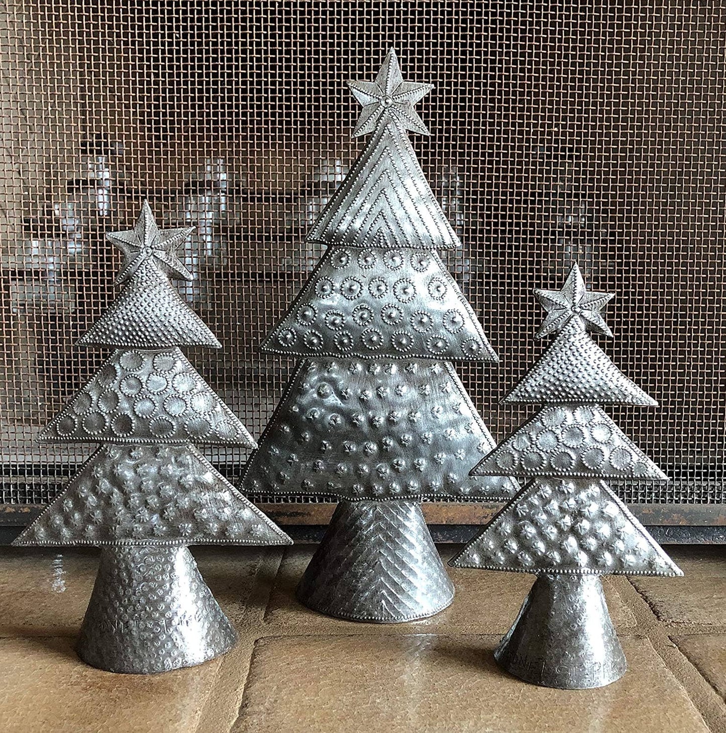 Metal Christmas Trees, Set of 3, Holiday Table Decor 7"-11"