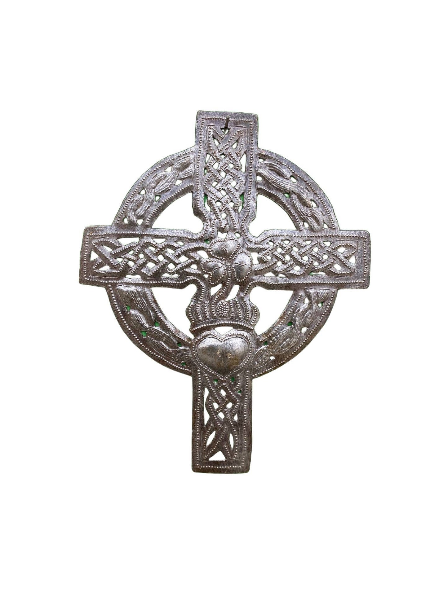 Small Celtic Wall Cross, Haitian Metal Art, Fair Trade 7"x9"