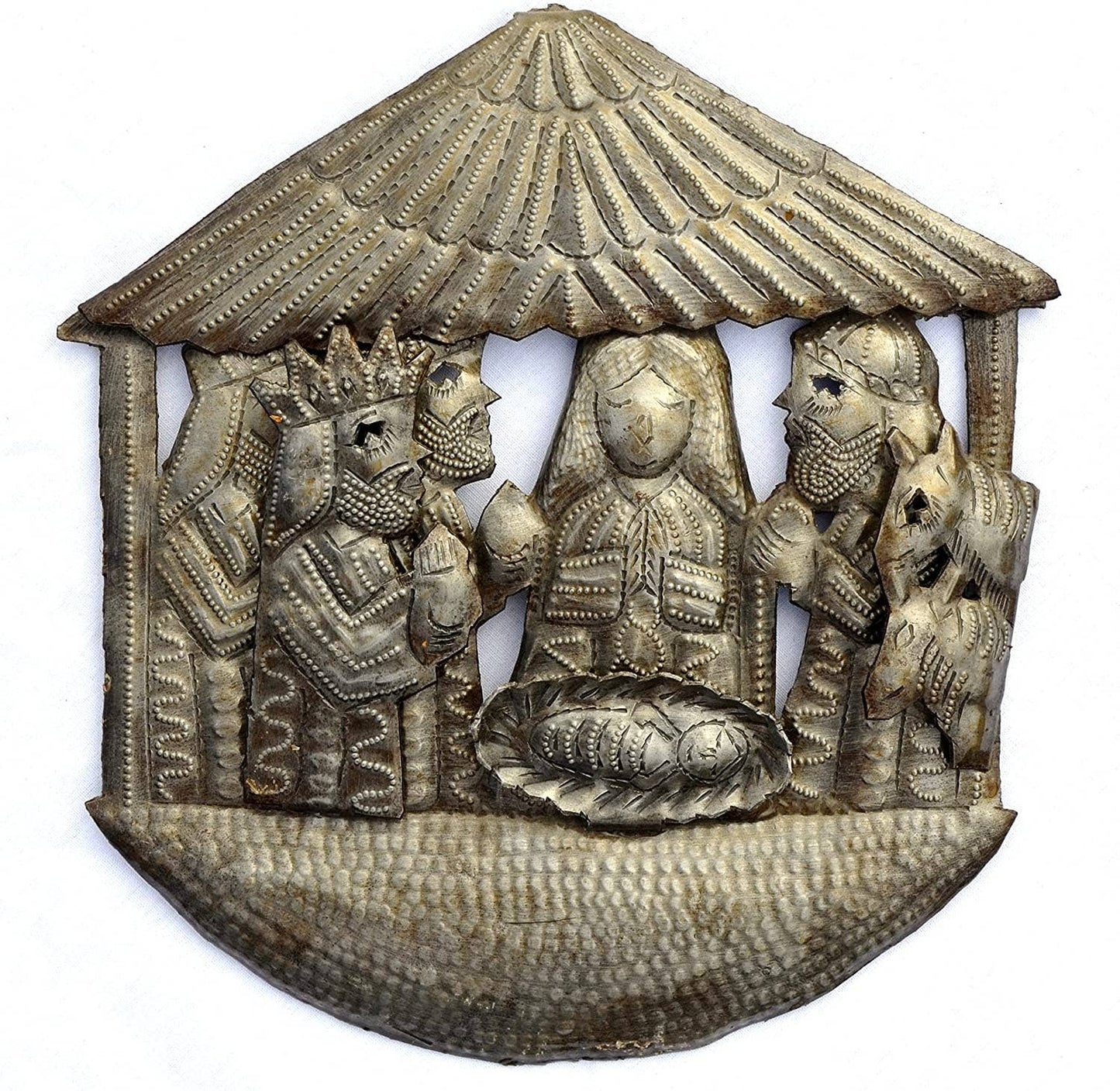 Nativity, Handmade, Ethnic, Haiti Metal Art, Creche, 9.5" x