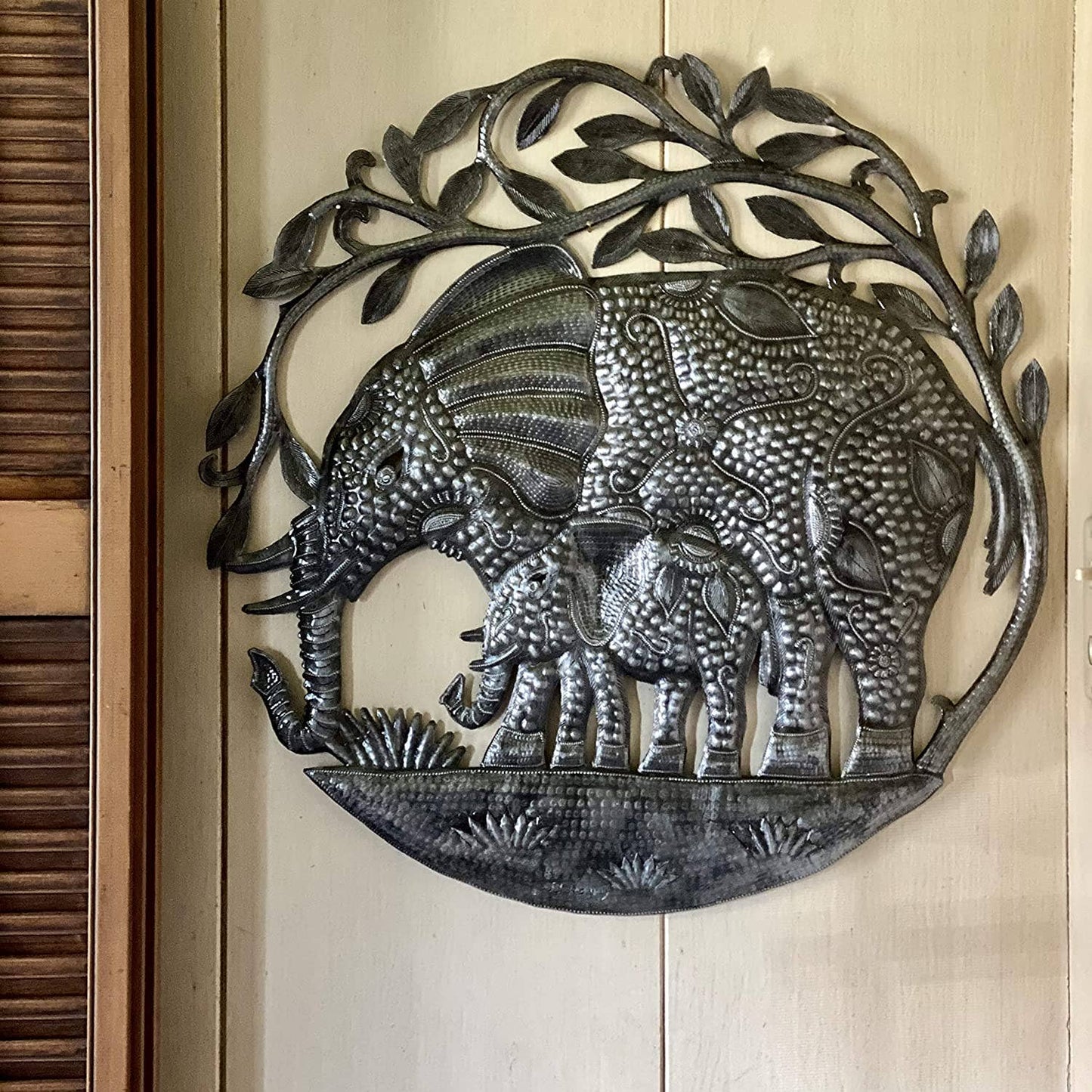 Elephant Wall Décor, Haitian Metal Art, Fairtrade, 23"