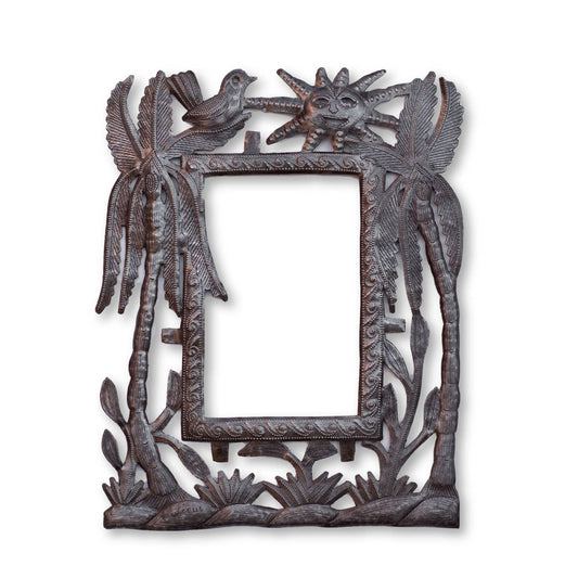Haitian Metal Frame, Palm Tree Island Life, 11" x 14"
