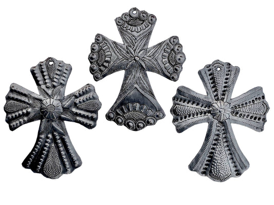 Set of 3 Hand Hammered Metal Wall, Crosses Fair Trade 4"x5"