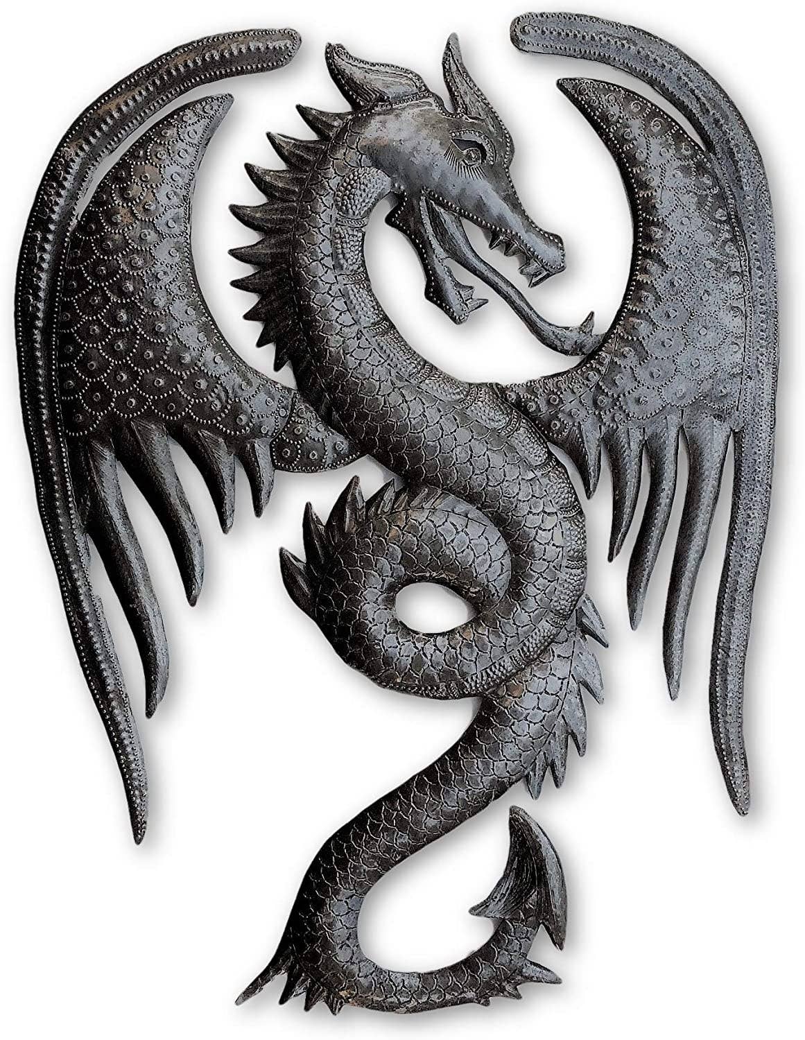 13.5" x 17.25" Dragon Wall Artwork, Metal Dragons, Handmade