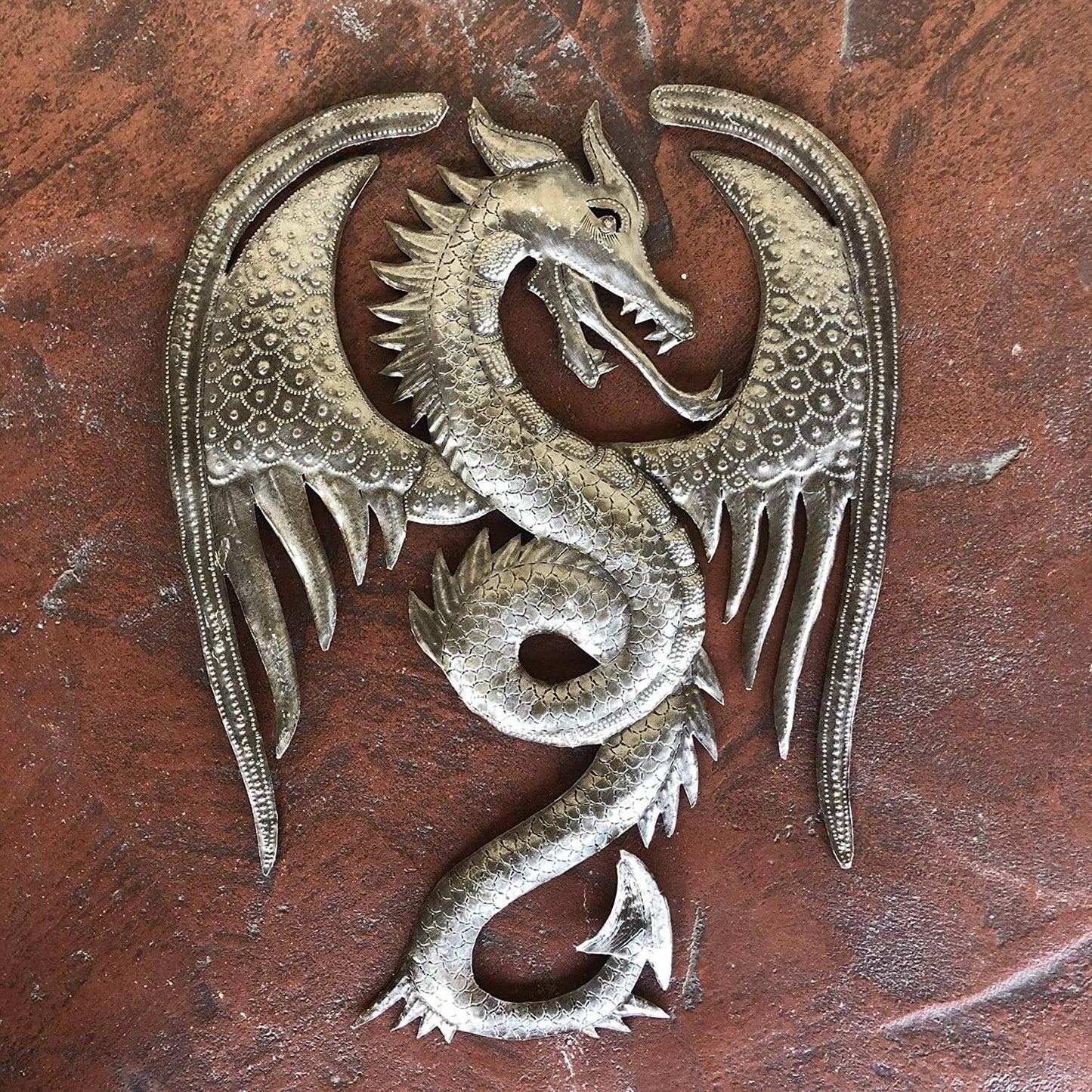 13.5" x 17.25" Dragon Wall Artwork, Metal Dragons, Handmade